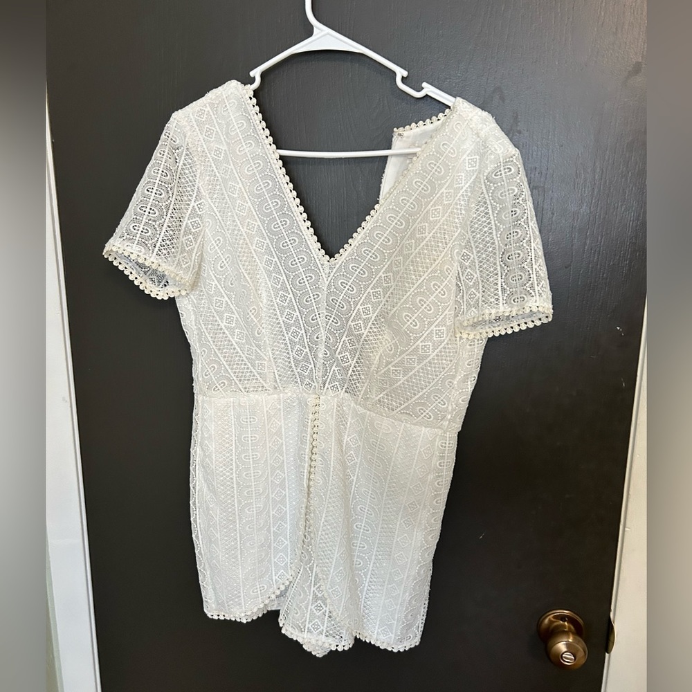 Ramy Brooke Lace Annanee Romper, Size 6
